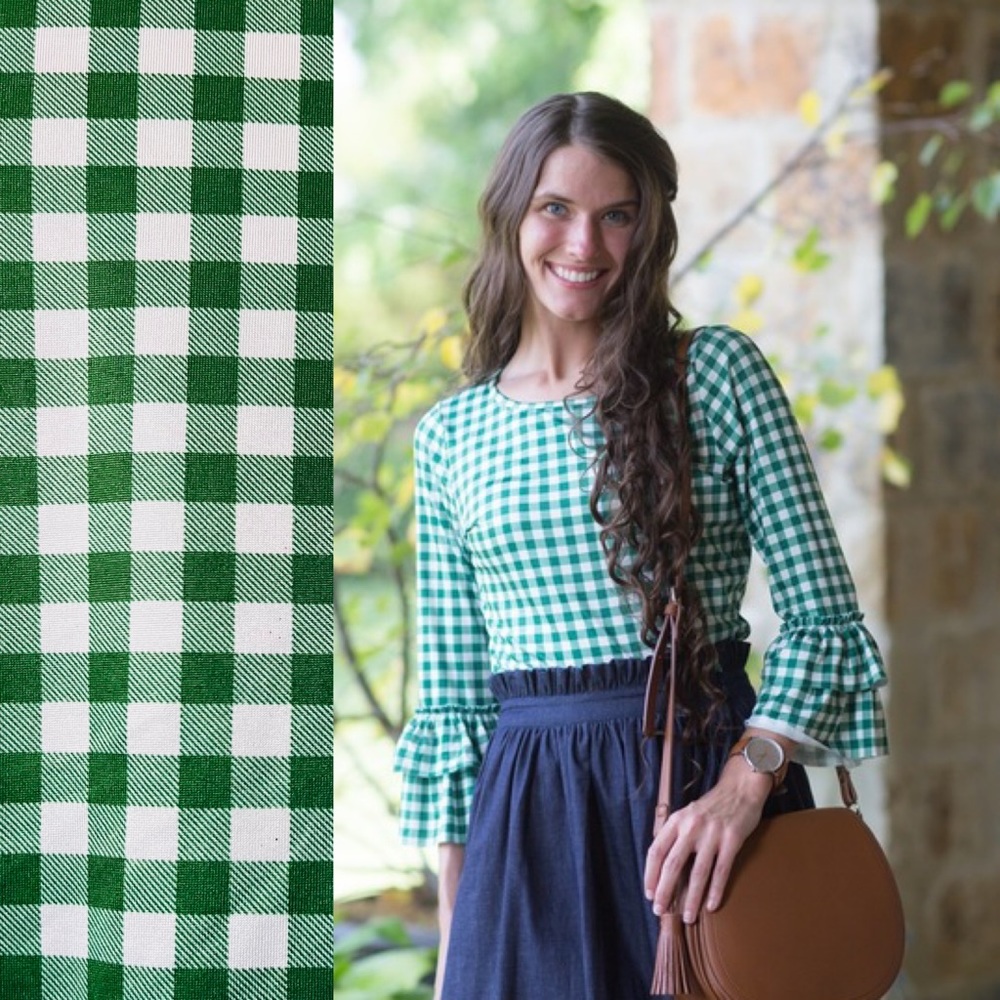 🌱Dainty Jewells🌿 Original Layering Top in Checkered Green